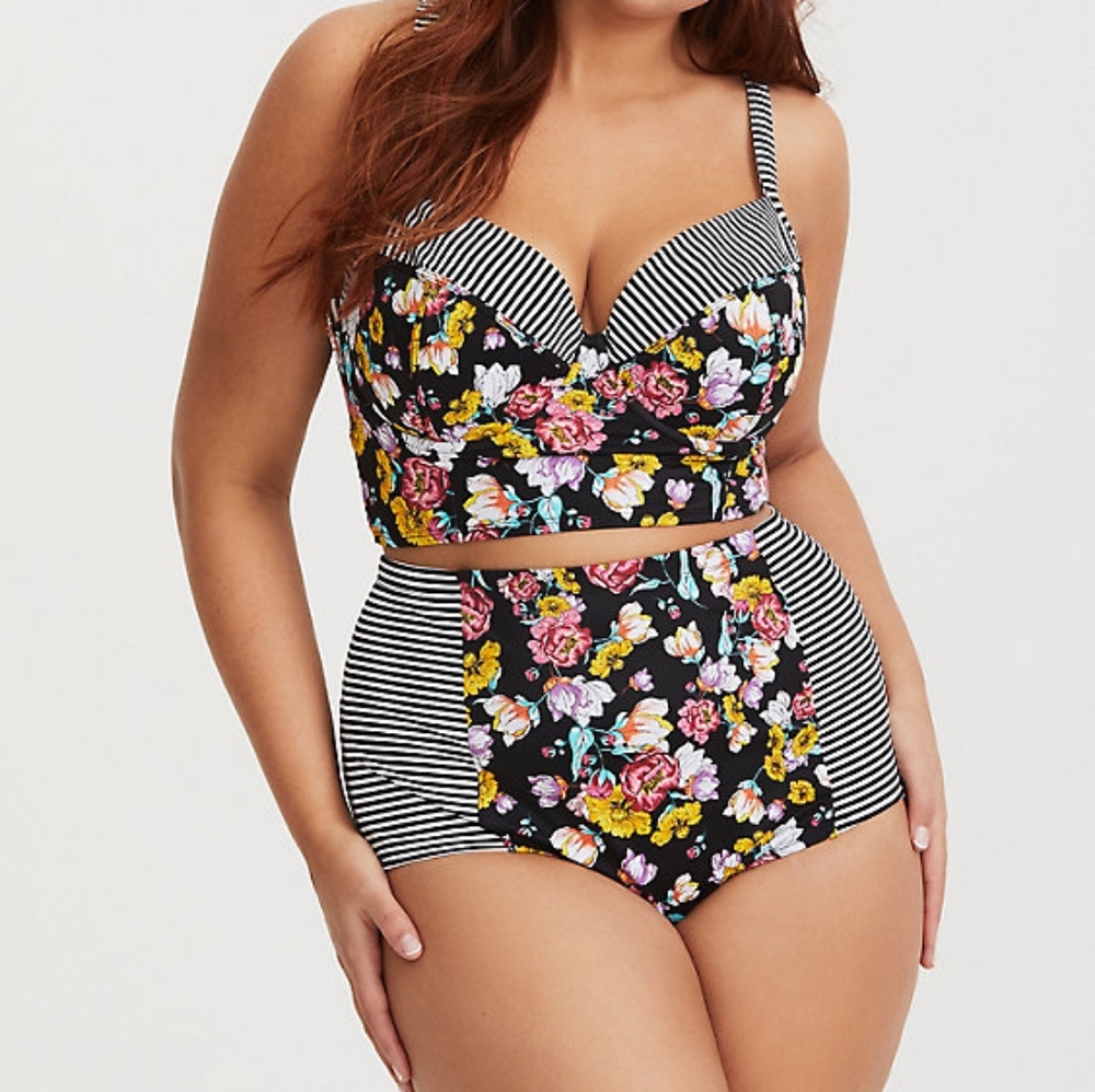 Torrid Floral and Stripes 2 Piece